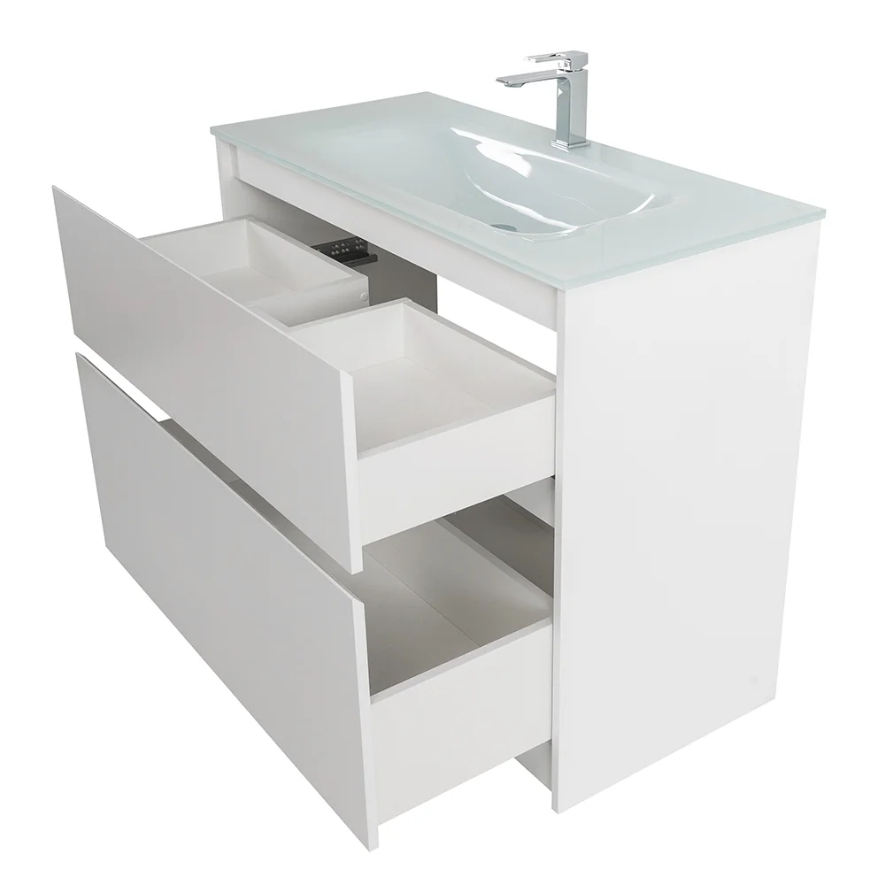 Приобрести belbagno тумба с раковиной kraft 100 см, напольная bianco opaco, белая глянцевая раковина