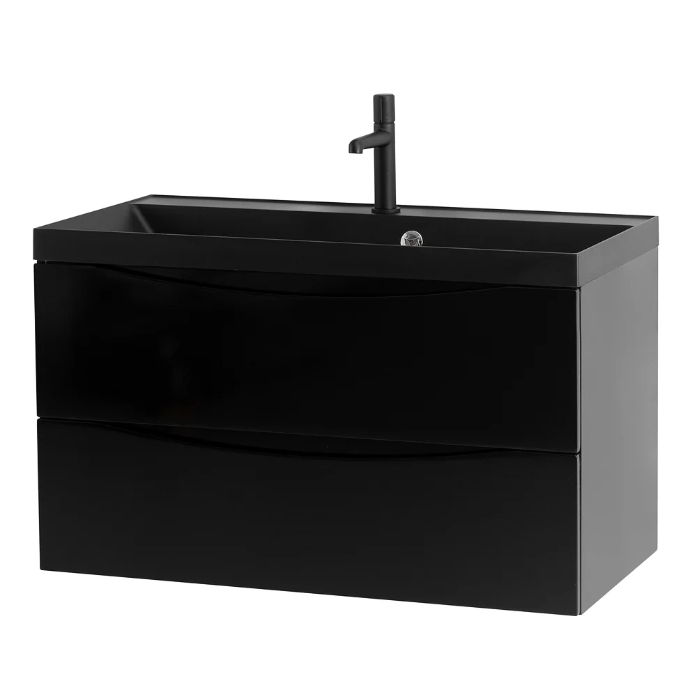 Приобрести belbagno тумба с раковиной marino 80 см, подвесная nero lucido, чёрная раковина