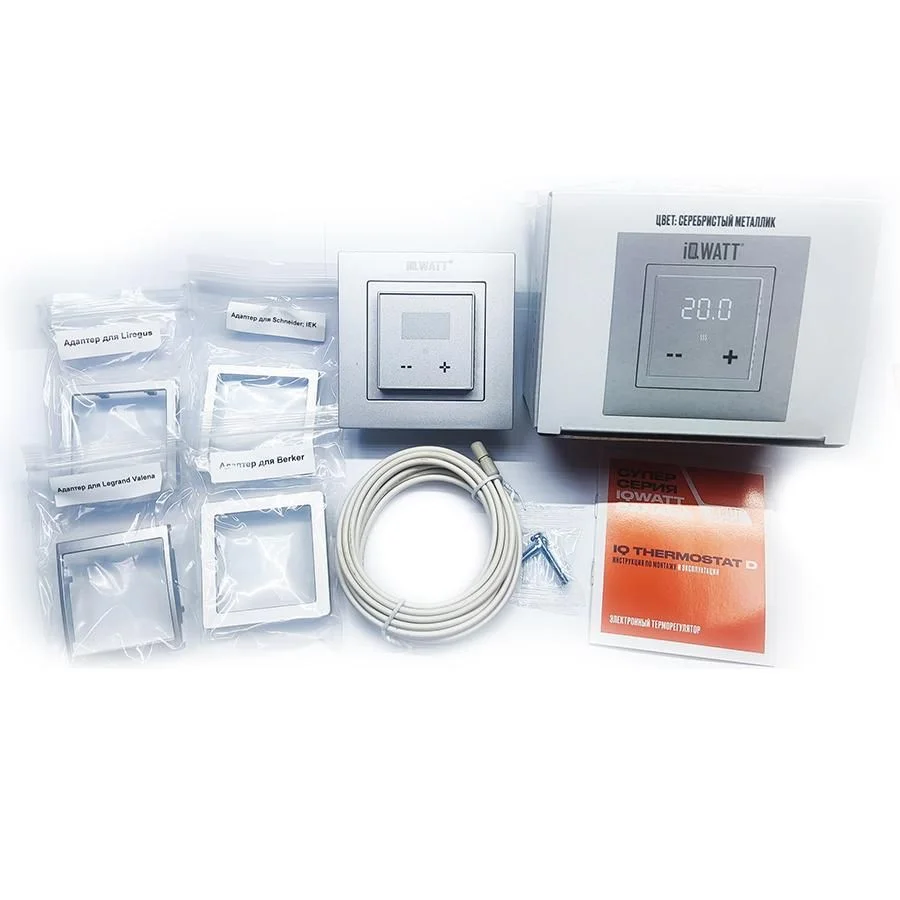 Приобрести iqwatt электронный терморегулятор iq thermostat d серебристый металлик , ж\к экран