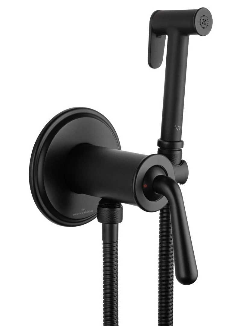 Приобрести смеситель с гигиеническим душем встраиваемый wonzon & woghand steam, черный матовый (ww- 88829008-mb)