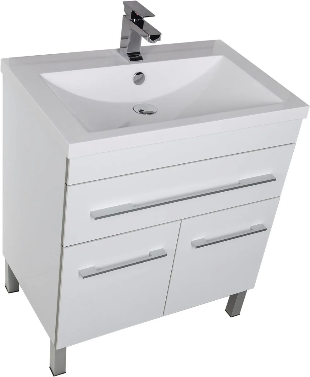 Приобрести aquanet тумба с раковиной верона 75 см, белая (напольная 1 ящик 2 дверцы)