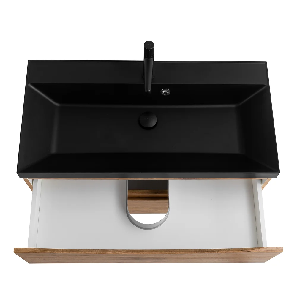 Приобрести belbagno тумба с раковиной marino 90 см, подвесная rovere nature, чёрная раковина