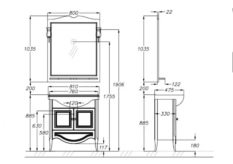 Приобрести opadiris тумба напольная с раковиной брунелла 80 см, белая матовая