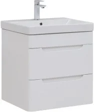 Тумба с раковиной Aquanet София 60 белый глянец (2 ящика) 00288905