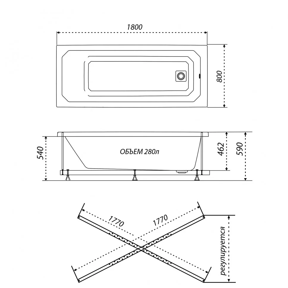 Приобрести тритон ванна акриловая прага 180х70см, прямоугольная щ0000049393