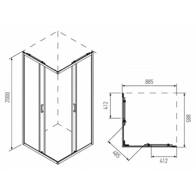 Приобрести ограждение душевое alex baitler ab144-b90 90х90см, черное