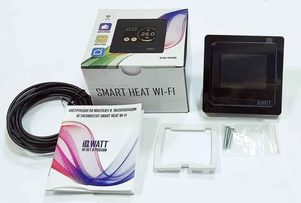 Приобрести iqwatt программируемый терморегулятор smart heat wi-fi black , голосовое управление, алиса