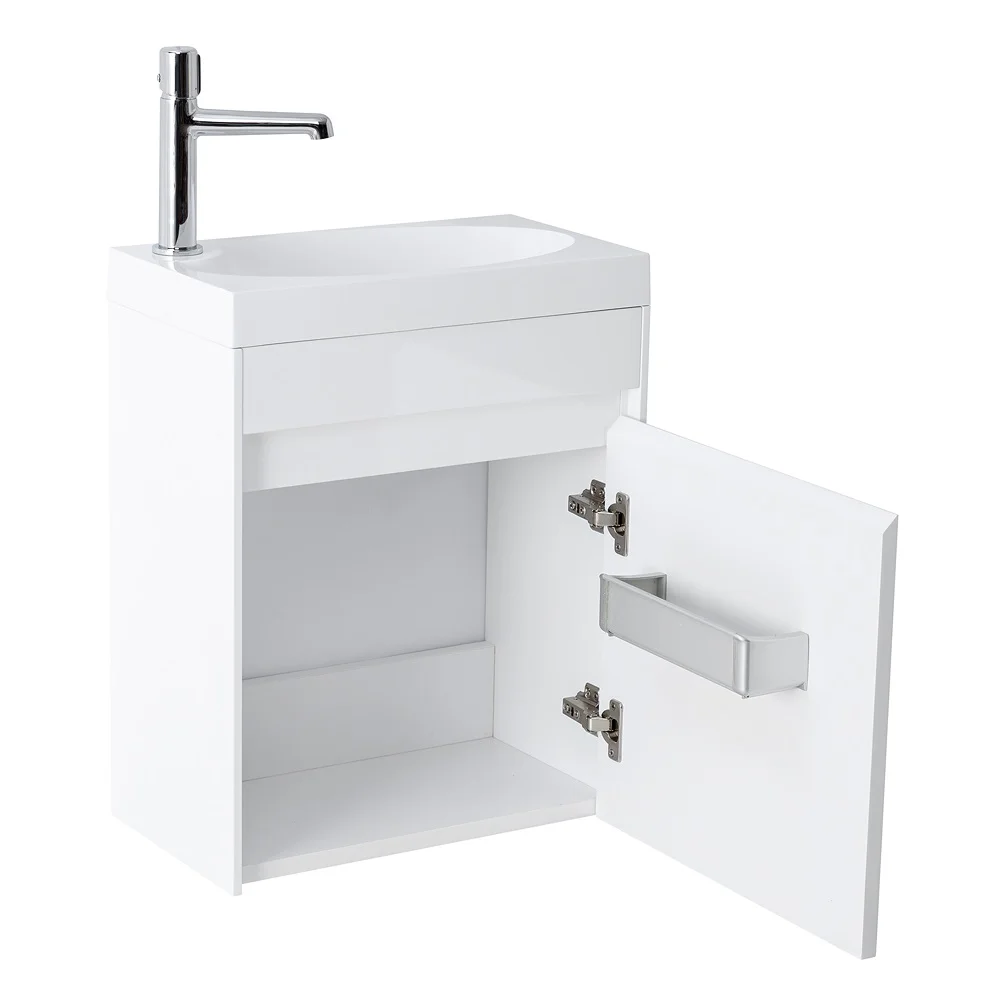 Приобрести belbagno тумба с раковиной pietra mini 46 см, подвесная с дверью 46-r bianco lucido, белая раковина