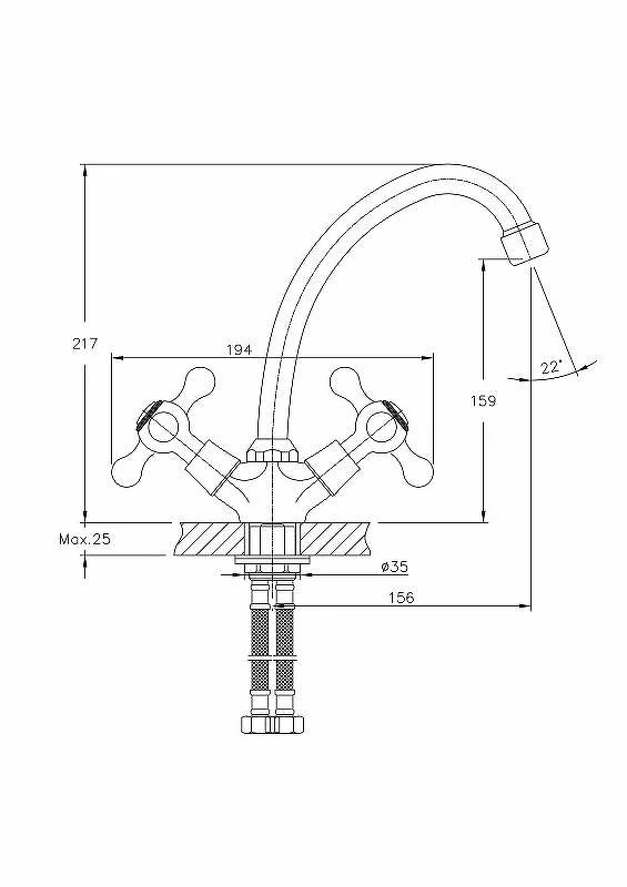 Приобрести haiba смеситель для кухни 249мм, хром hb-4908