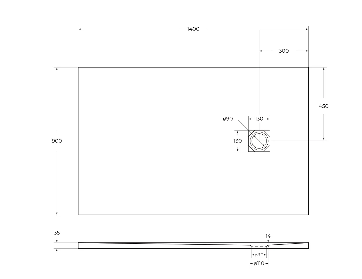 Приобрести belbagno душевой поддон140х80 см, искусственный мрамор, сифон uno tray-mr-uno-ah-140/90-35-w-cr