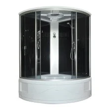 Loranto Душевая кабина 1200x1200x2150 стекло 4 мм. поддон 43 см, задняя стенка черное стекло, алюминиевый профиль матовый хром (CS-1200ТМ/G)