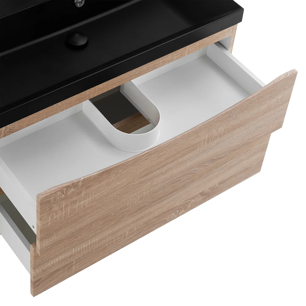 Приобрести belbagno тумба с раковиной marino 90 см, подвесная rovere bianco, чёрная раковина