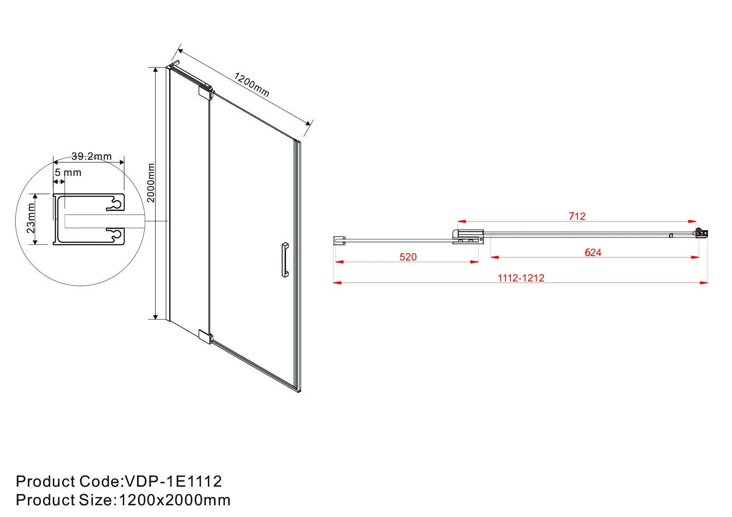 Приобрести vincea душевая дверь extra 110 см, прозрачное, хром vdp-1e1112cl