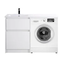 BelBagno Тумба с раковиной KRAFT 120 см, напольная KRAFT-LVD-58/120-L Bianco Opaco, белая раковина