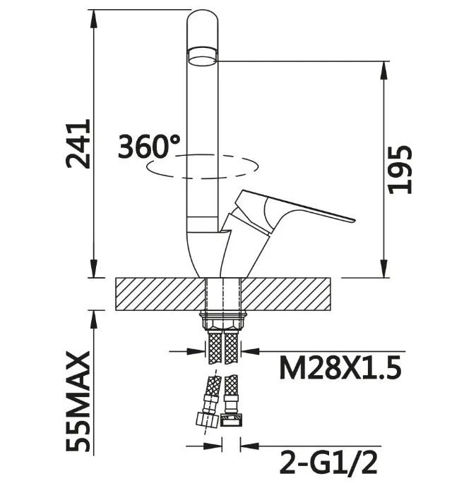Приобрести смеситель для кухни vieir sist 241 мм, хром v063521