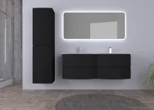 Cezares Тумба подвесная с раковиной на две чаши VAGUE 138 см Nero Opaco, черная 55282