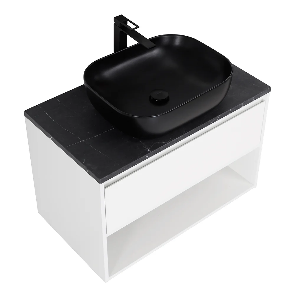 Приобрести belbagno тумба со столешницей kraft 80 см с ящиком и полкой, подвесная bianco opaco