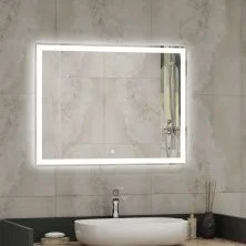 Continent Зеркало с подсветкой Mercury 80х60 см, сенсорный включатель, белое