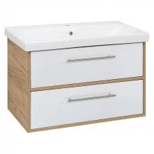 AQUA DE MARCO Тумба подвесная с раковиной Melbourne 80 cм. дуб-белый