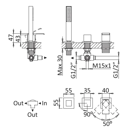 Приобрести cezares смеситель на борт ванны porta-bvdm3-nop