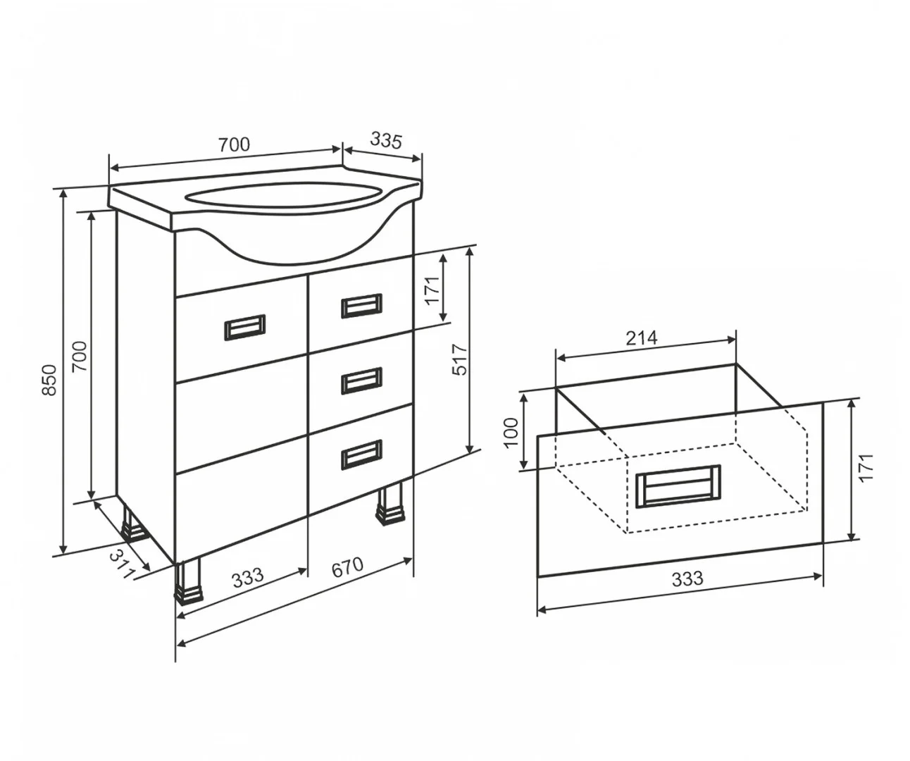 Приобрести aqua de marco тумба напольная с раковиной baltica 70см, белый 2070cbal