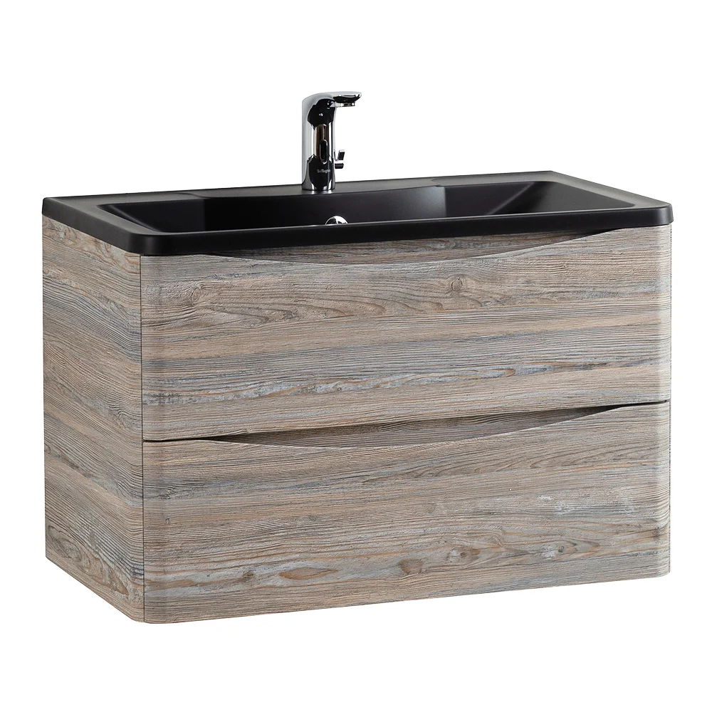 Приобрести belbagno тумба с раковиной acqua 80 см, подвесная pino scania, чёрная раковина