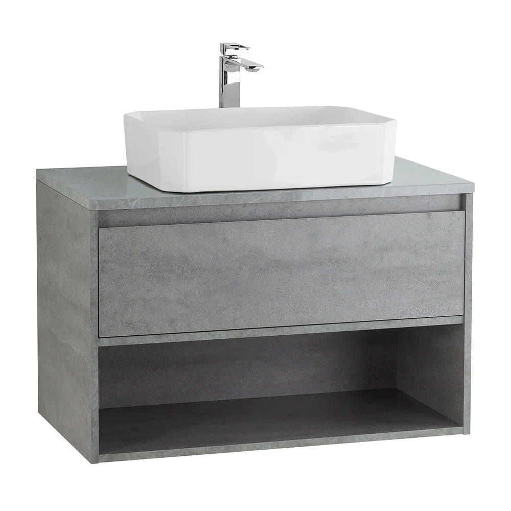 Приобрести belbagno тумба со столешницей kraft 80 см с ящиком и полкой, подвесная cemento grigio