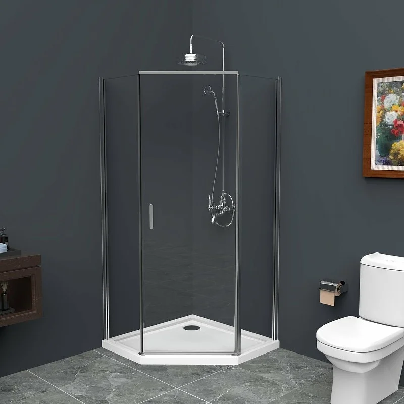 Приобрести ограждение душевое belbagno uno 90x90, пентагональное uno-195-p-1-90-c-cr