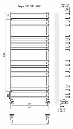 Приобрести terminus полотенцесушитель берн п16 50х100 см, водяной, хром