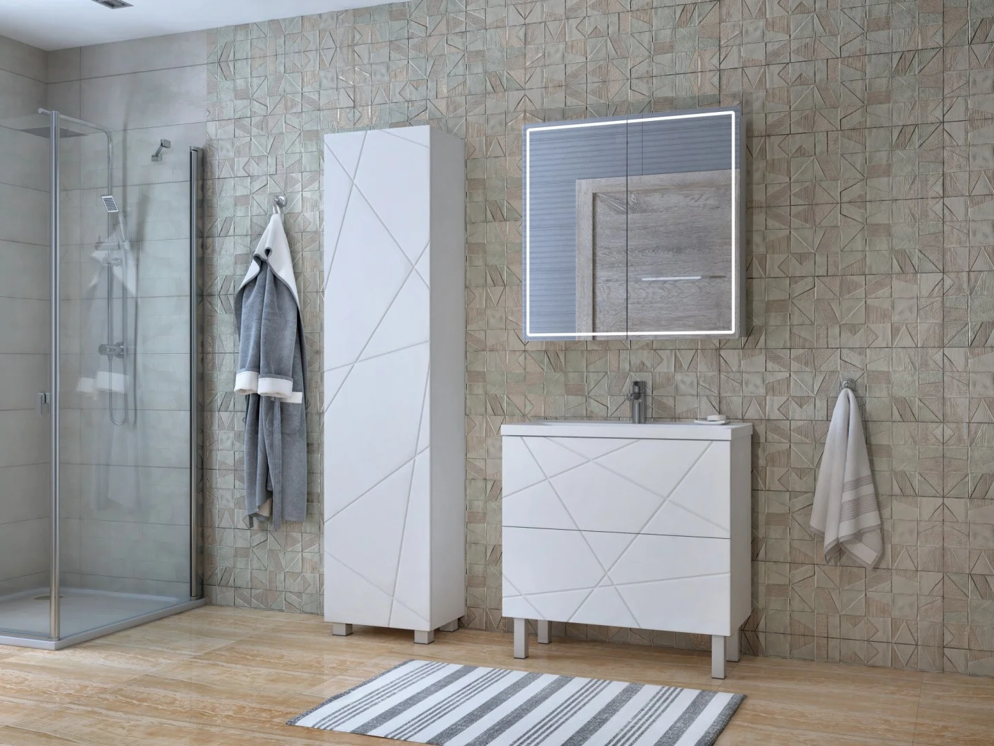 Приобрести vigo зеркало-шкаф geometry 80 см, сенсорное включение подсветки, белое zsh.geo.80.el