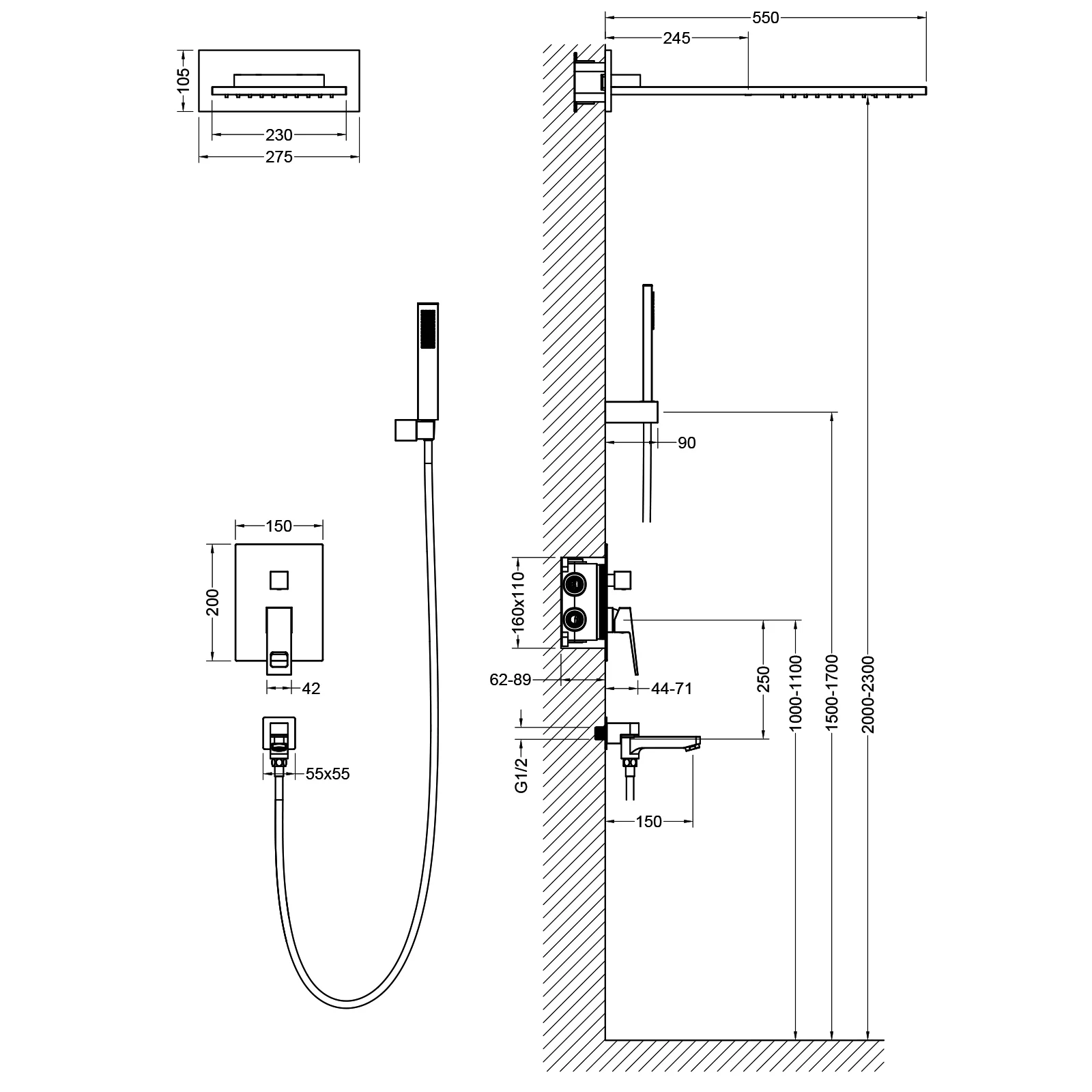 Приобрести душевая система встроенная timo briana sx-7119/00sm хром