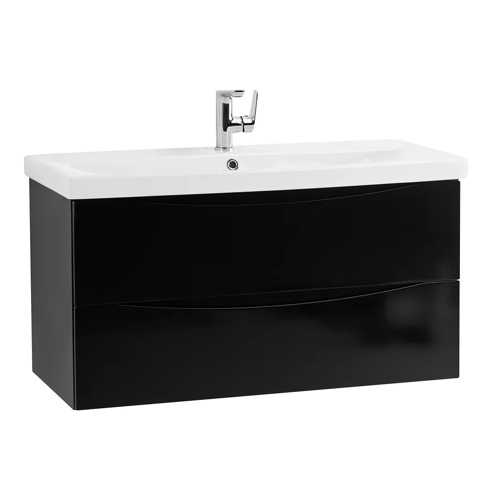 Приобрести belbagno тумба с раковиной marino-cer 100 см, подвесная nero lucido, белая раковина