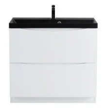 BelBagno Тумба с раковиной MARINO 90 см, напольная Bianco Lucido, чёрная раковина