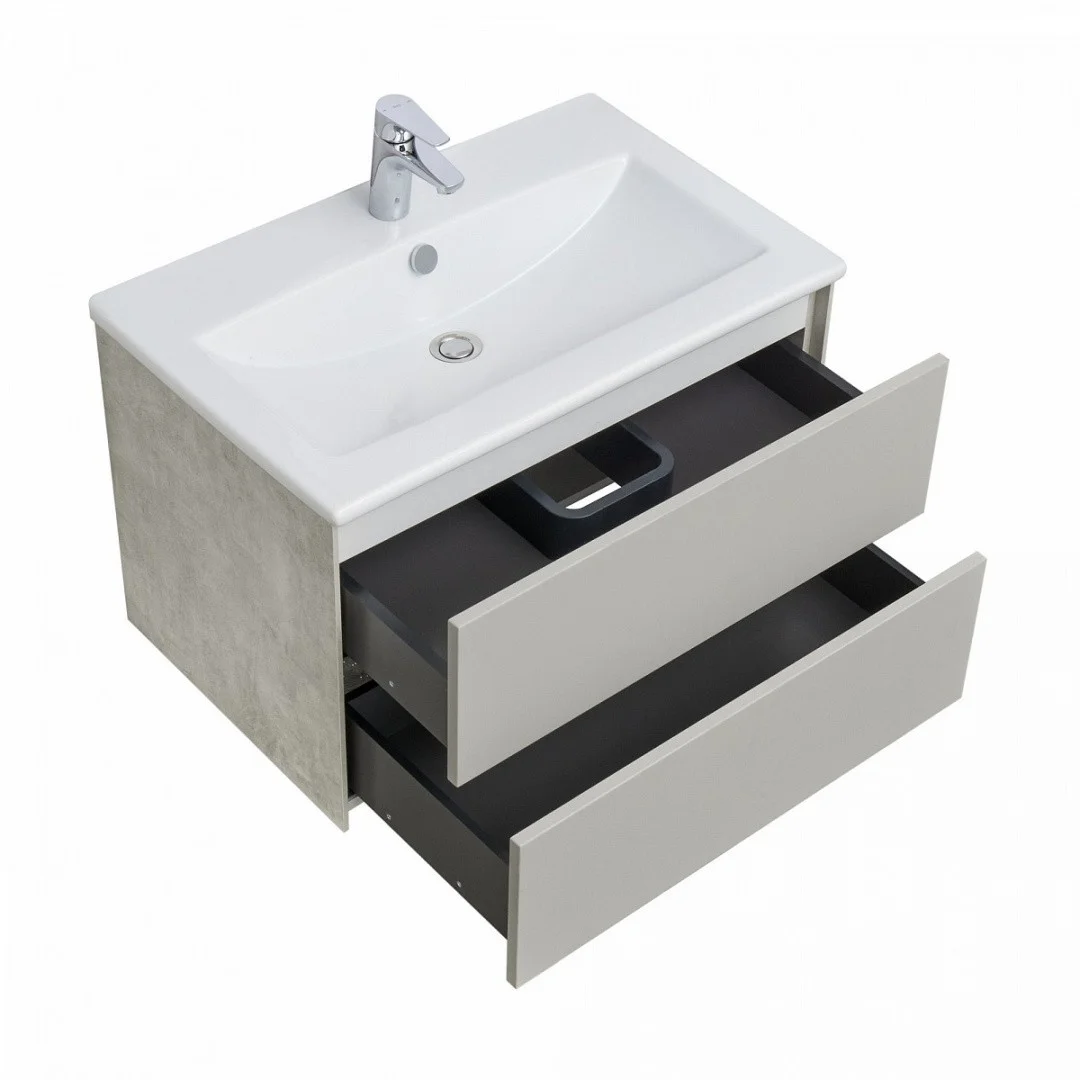 Приобрести тумба подвесная с раковиной акватон сохо 100 см, слэйт \ галька серая