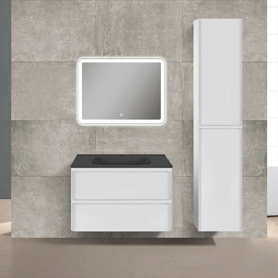 Приобрести vincea тумба подвесная vico 80 см, белая с черной матовой раковиной vmc-2v800gw;vcb-2vp800b