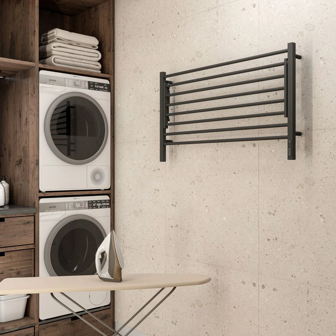 Приобрести terminus полотенцесушитель горизонт п8 100х60 см, с полкой, электрический, черный матовый