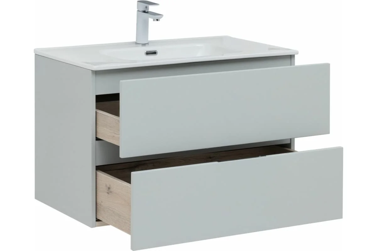 Приобрести aquanet тумба с раковиной алвита new 80 см, 2 ящика, серый