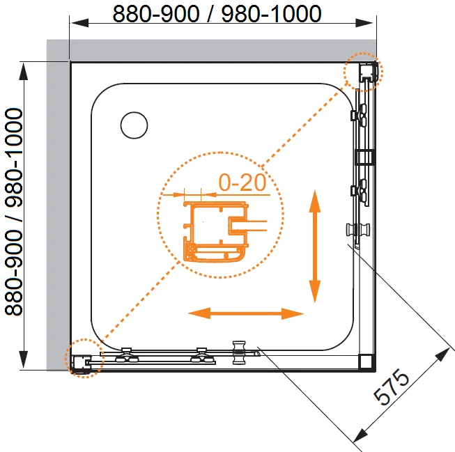 Приобрести cezares душевое ограждение anima 90х90см anima-w-a-2-90-c-cr-iv