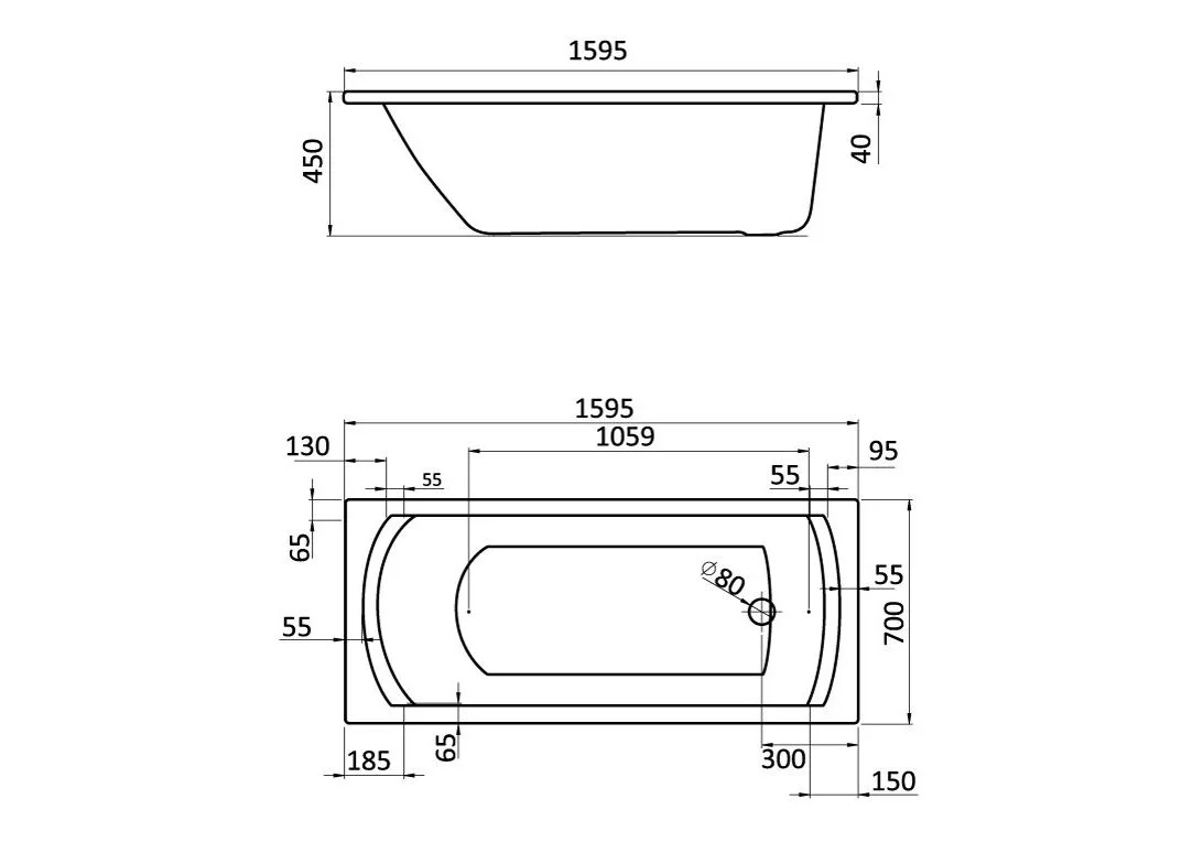 Приобрести ванна акриловая santek монако 160х70 см, белая 1-wh11-1-977
