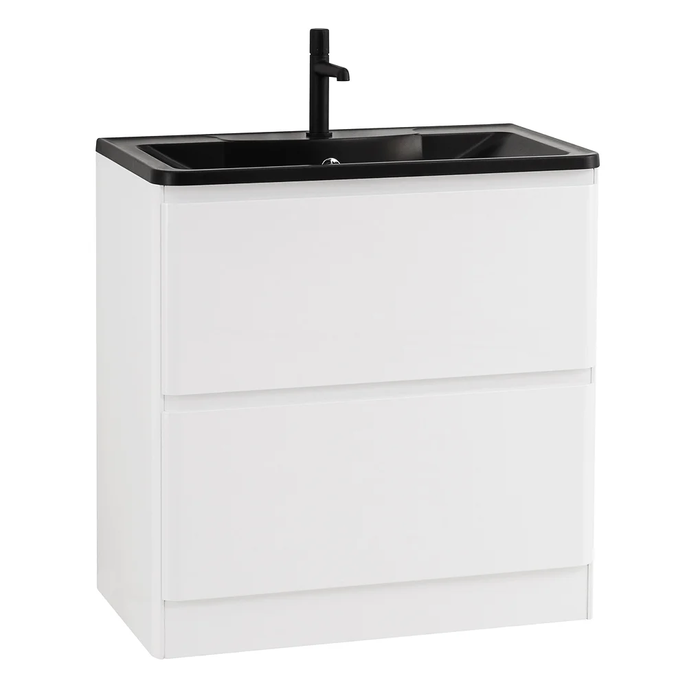 Приобрести belbagno тумба с раковиной albano 100 см, напольная bianco lucido, чёрная раковина
