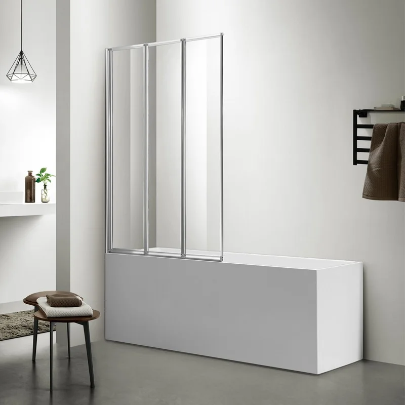 Приобрести azario шторка для ванны preston 1000*1500мм, 3-х секционная, стекло, профиль хром/прозрачное