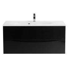 BelBagno Тумба с раковиной MARINO 110 см, подвесная Nero Lucido, белая раковина
