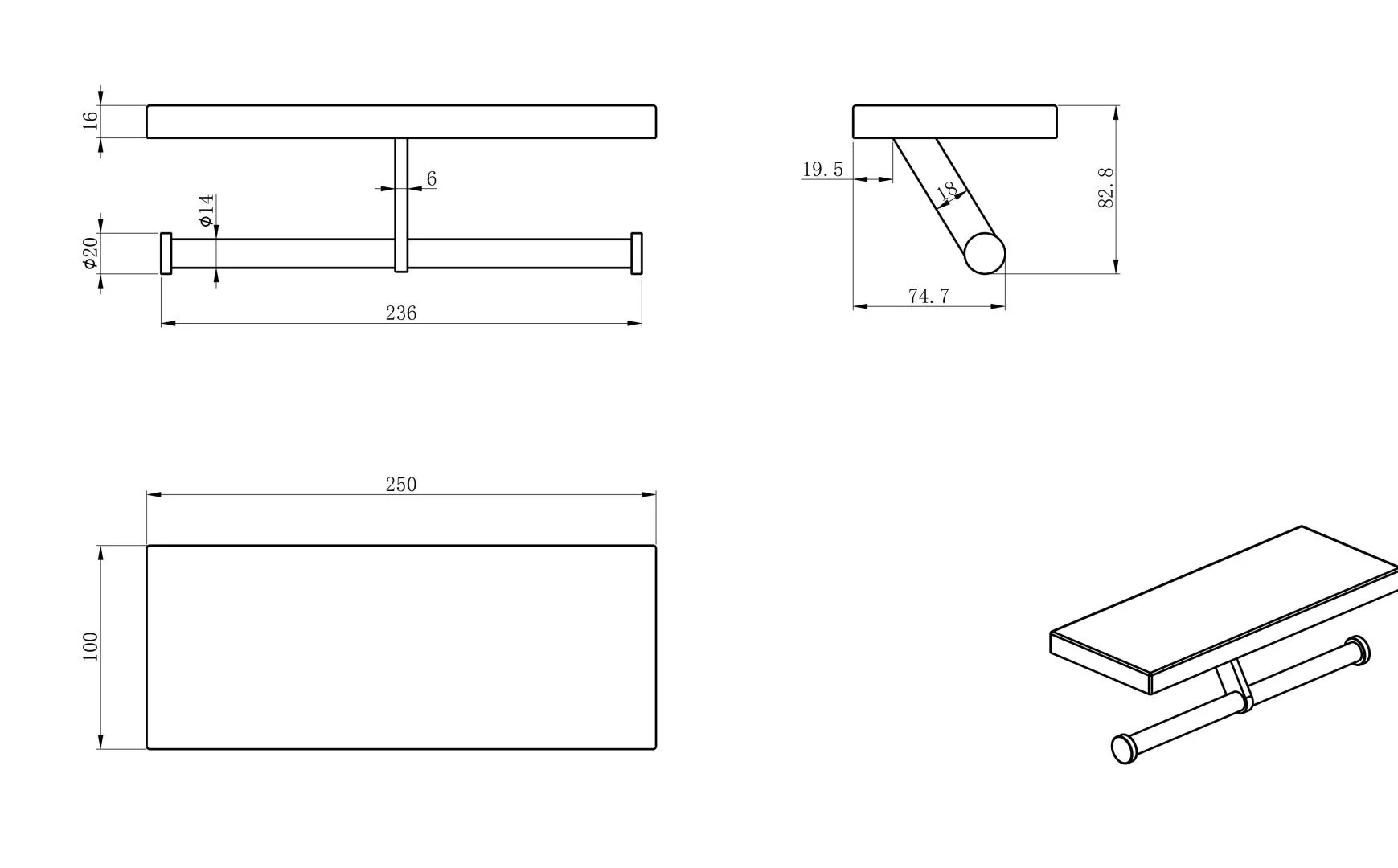 Приобрести двойной держатель для туалетной бумаги с полкой wonzon & woghand, хром (ww-v3802-cr)