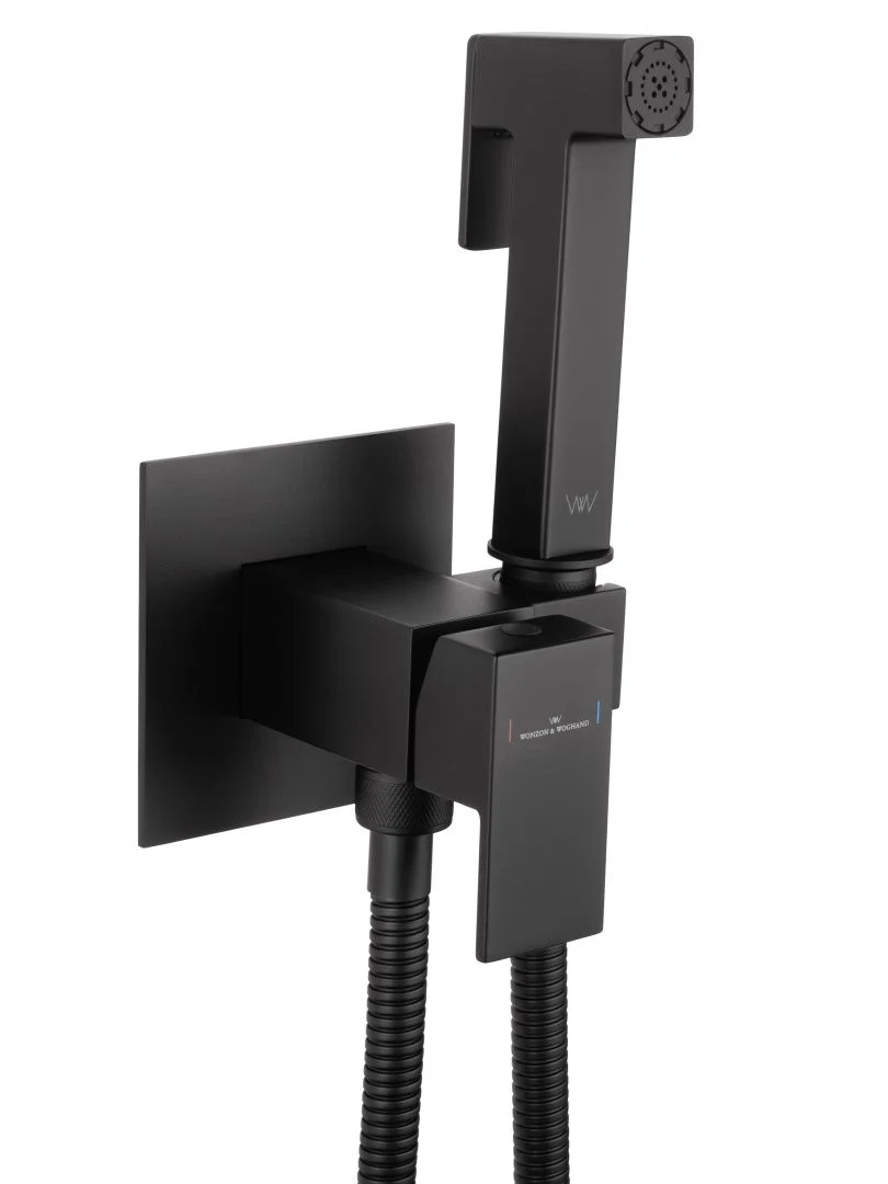 Приобрести смеситель с гигиеническим душем встраиваемый wonzon & woghand, черный матовый (ww-88829903-mb)