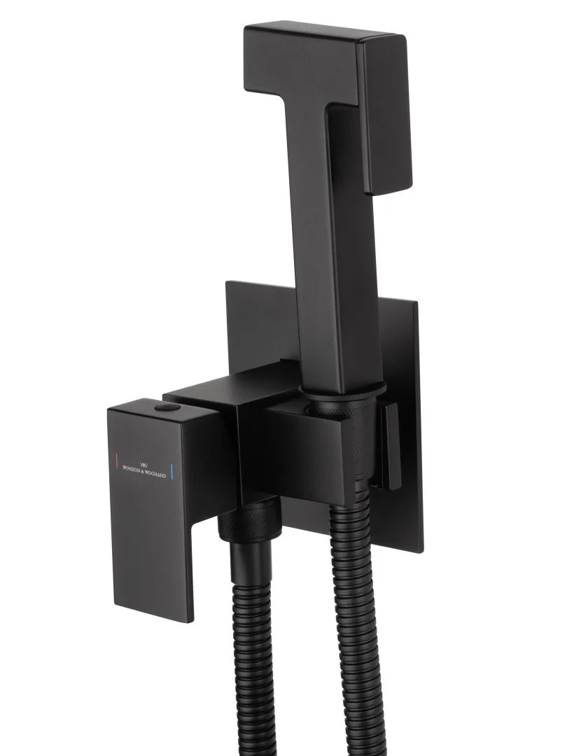 Приобрести смеситель с гигиеническим душем встраиваемый wonzon & woghand, черный матовый (ww-88829903-mb)