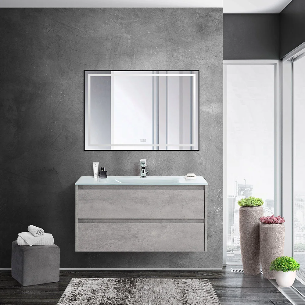 Приобрести belbagno тумба с раковиной kraft 90 см, подвесная cemento grigio, стеклянная раковина