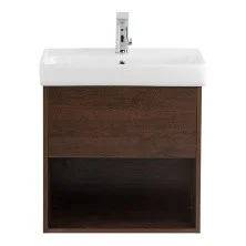 BelBagno Тумба с раковиной NEON 50 см, подвесная с одним ящиком Rovere Scuro, белая раковина