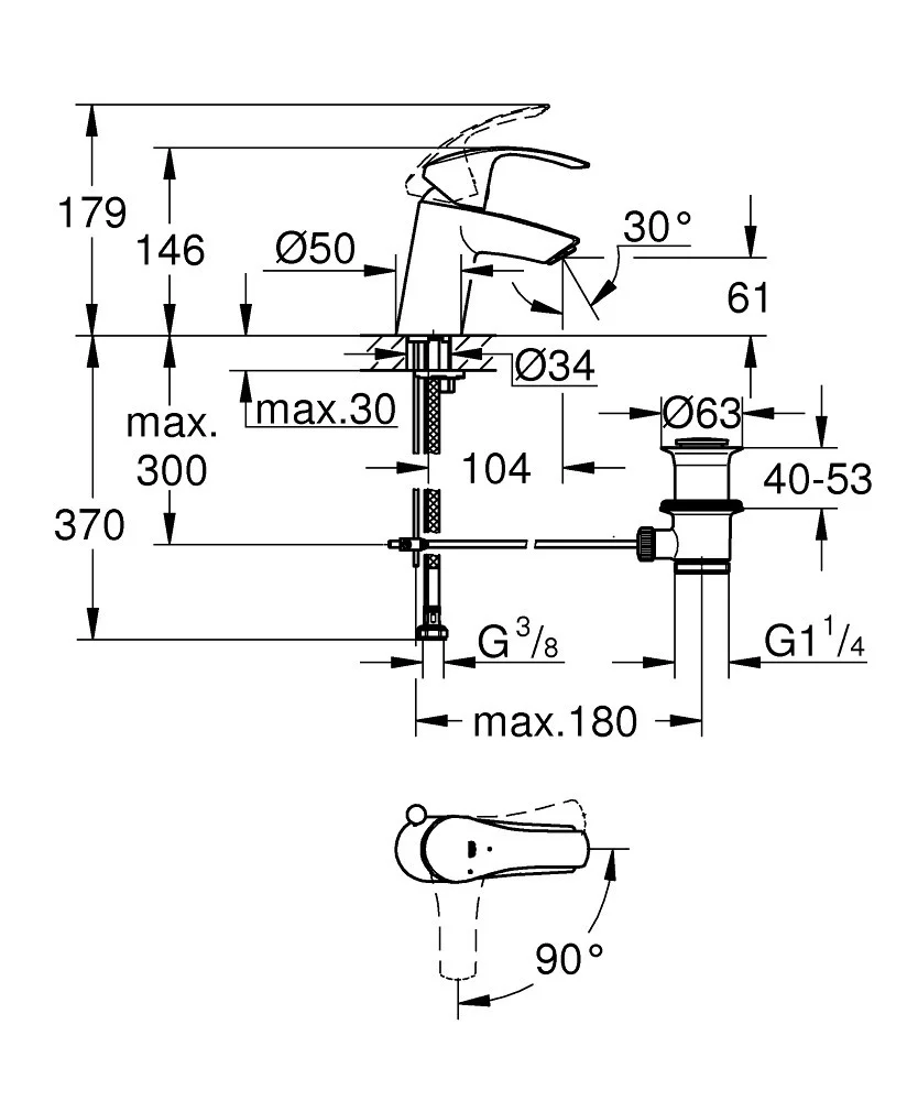 Приобрести смеситель для раковины grohe eurosmart new, хром 32926002