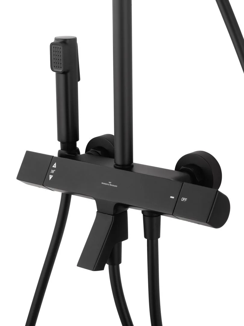 Приобрести душевая система с термостатом wonzon & woghand the one, черный матовый (ww-b3094-mb)