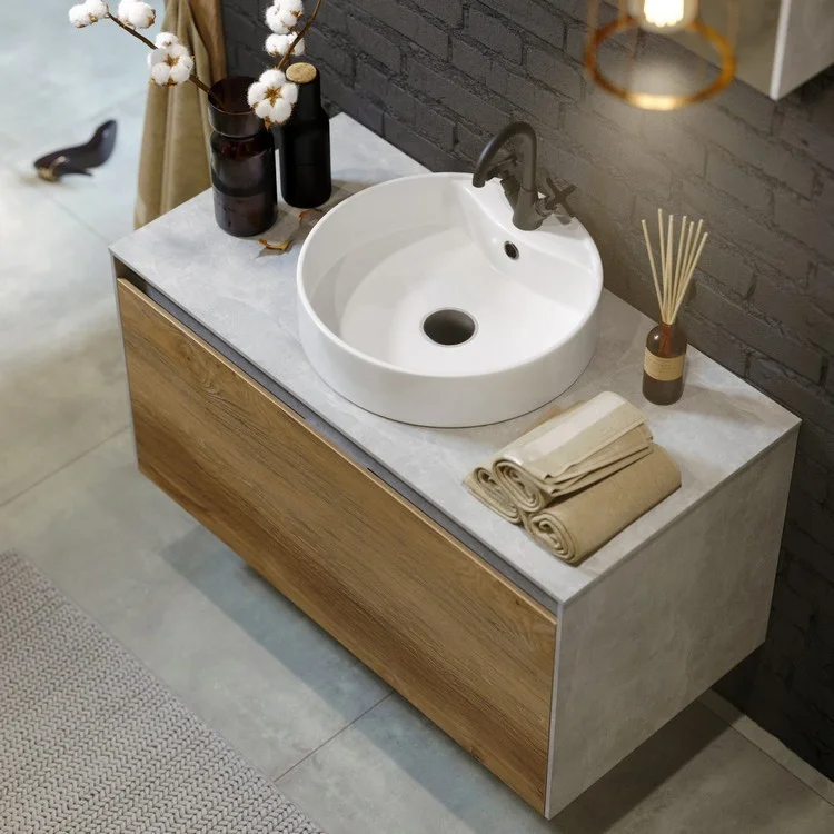 Приобрести тумба подвесная aqwella со столешницей mobi 80 см, светлый бетон mob0108w+mob0708bs